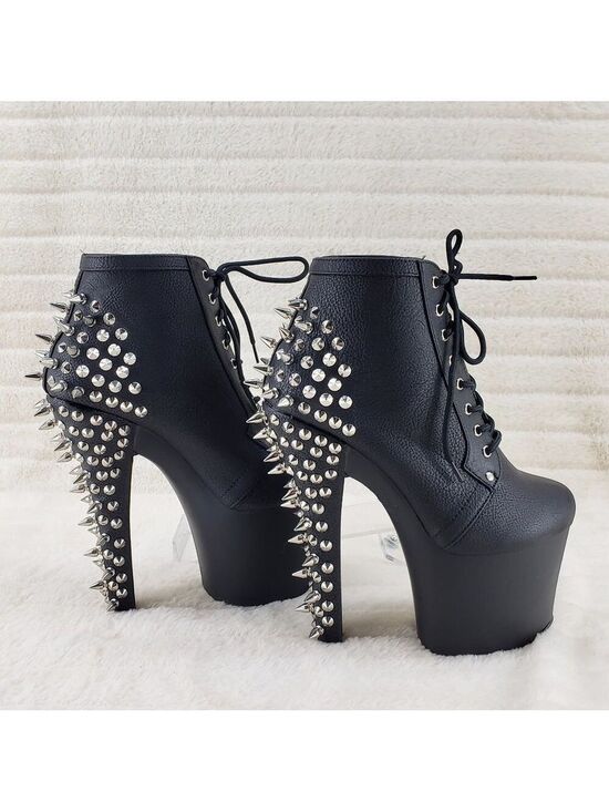 Pleaser Shoes - Spikes & Studs High Heel Platform Punk Rock Ankle Boots Fearless